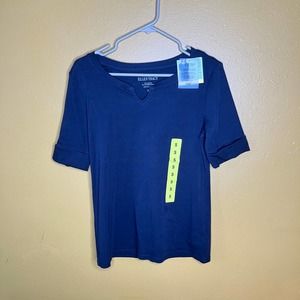 Ellen Tracy Black Short Sleeved Shirt, New, S